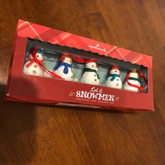 Hallmark Let It Snowmen Christmas Tree Ornament Set Pre-Owned. - Picture 2 of 10